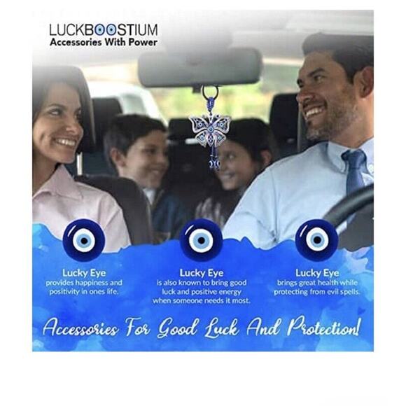 Evil Eye Ornament Butterfly Keychain Nazar 🧿 Lapis Glass Spiritual Protection - Picture 7 of 10